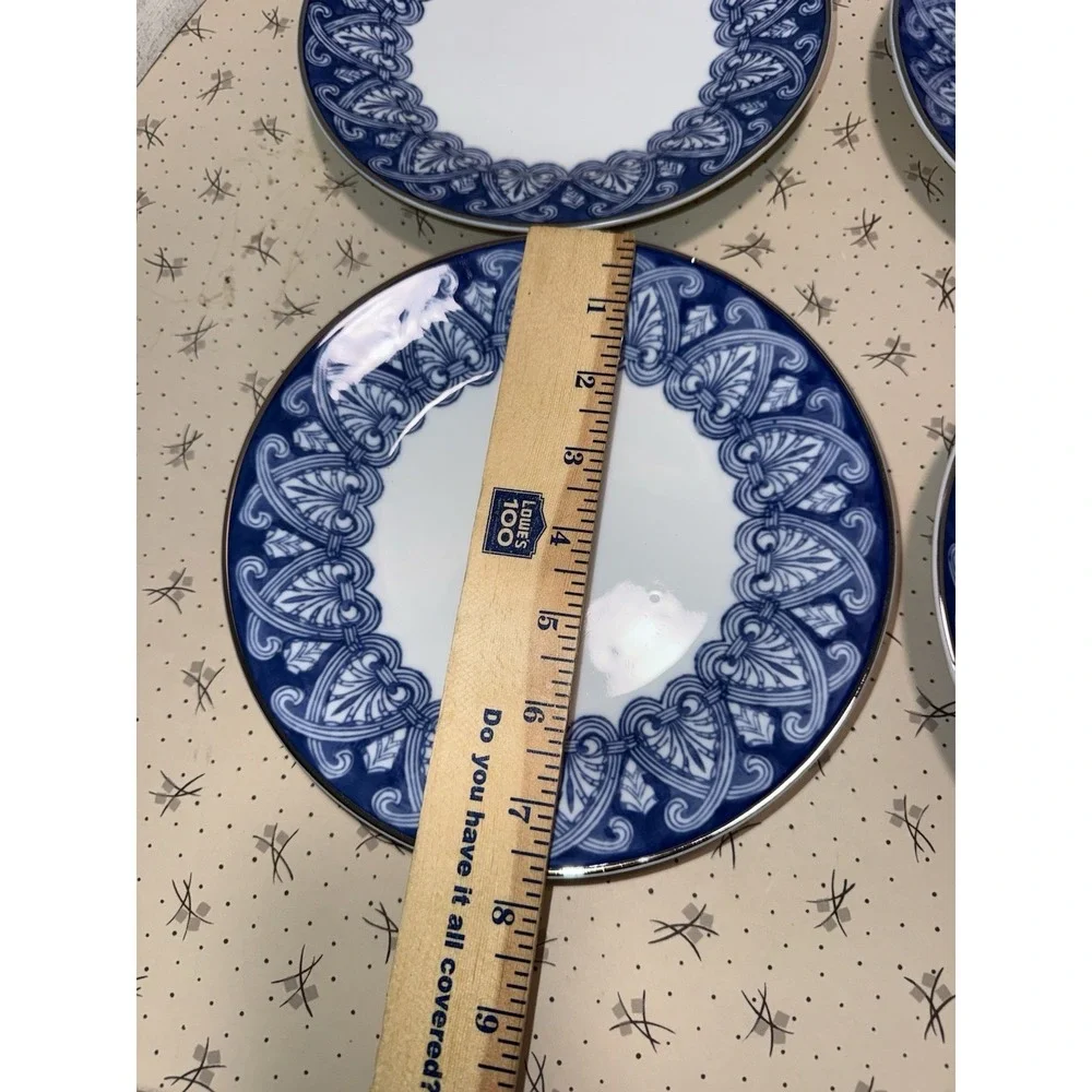BOMBAY - Arabesque Tile Blue And White - Salad Plate - Set of 4 ..7 7/8